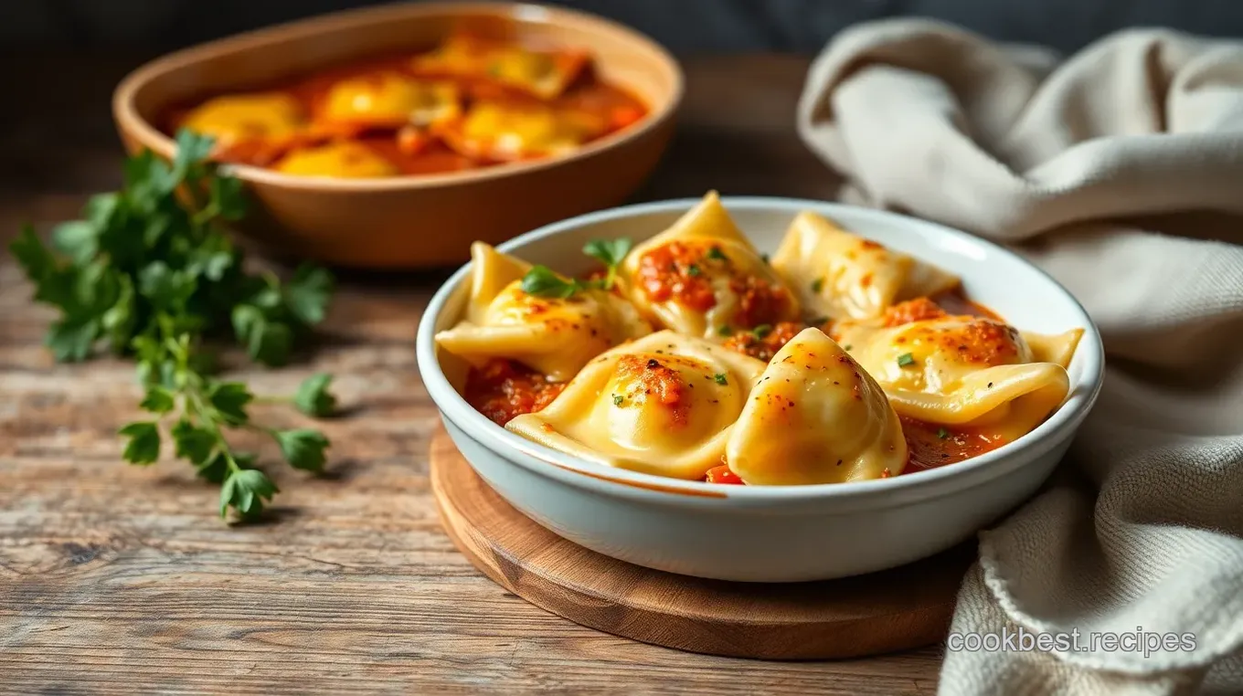 Bake Cheese Ravioli with Creamy Twist