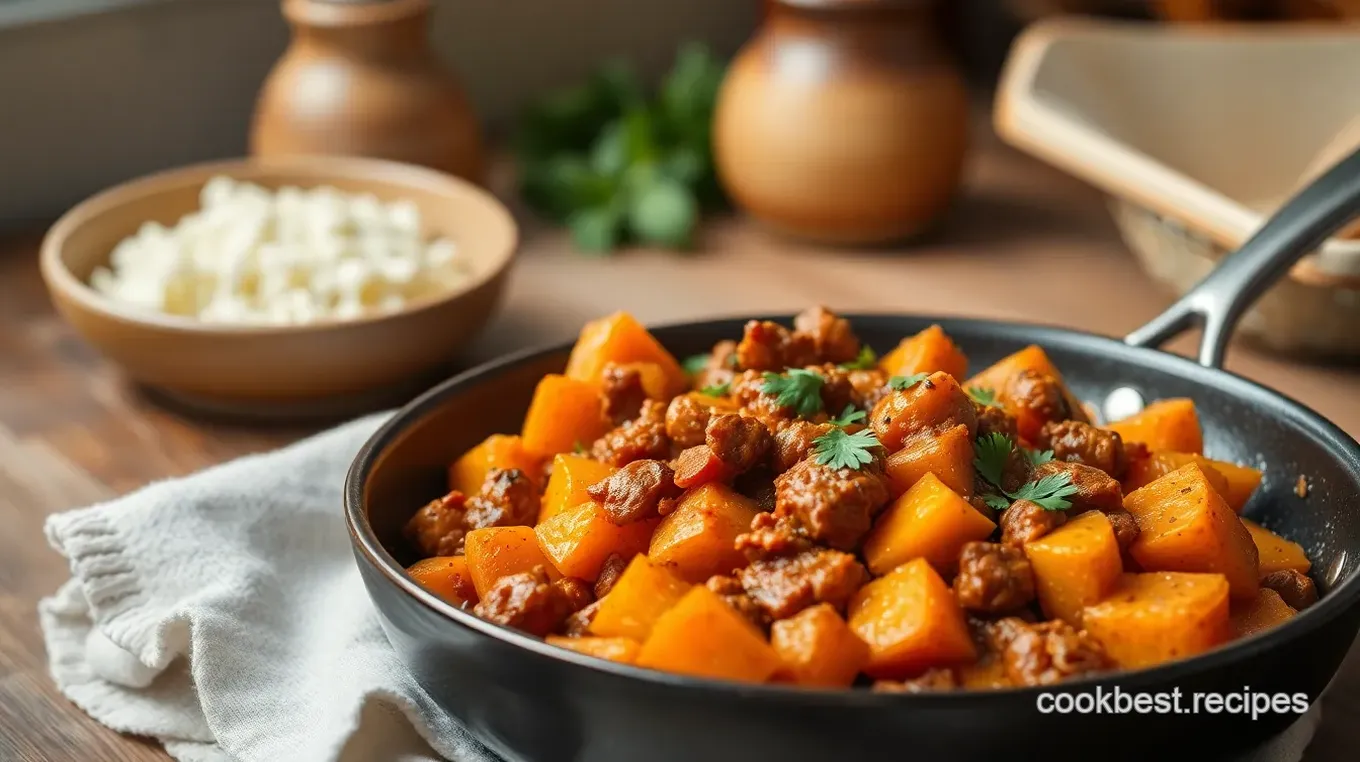 Sizzling Stove Top Chorizo Skillet with Sweet Potatoes