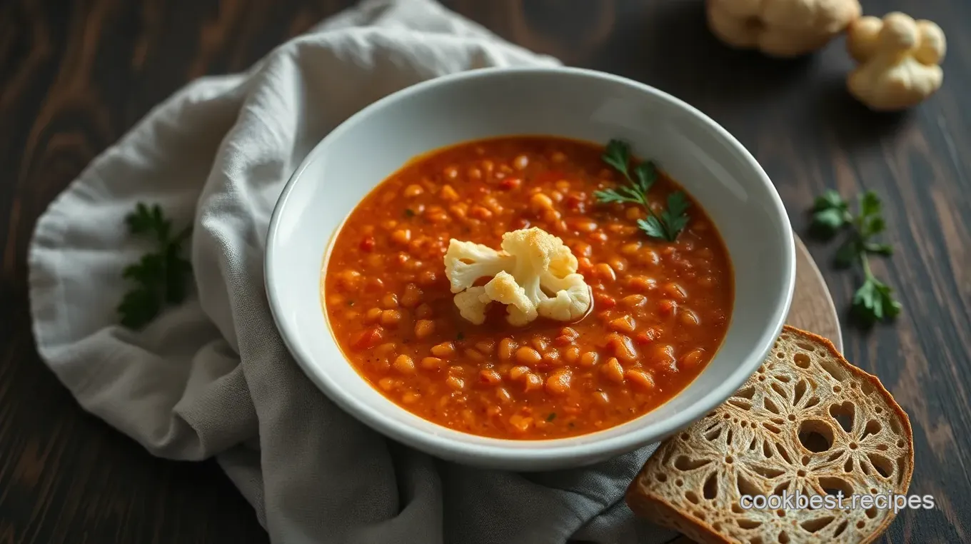 Stovetop Red Lentil Soup with Crispy Cauliflower