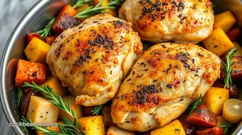 Bake Herb-Roasted Chicken with Veggies Fast recipe card