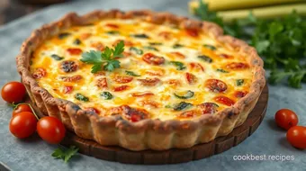 Delicious Homemade Bake Tortilla Quiche with Cheese & Veggies recipe card