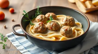 How to Cook Meatballs in Creamy Carbonara Sauce: A Delicious Family Dish recipe card