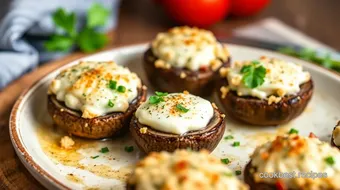 JustALittleBite Recipe: 7 Irresistible Savory Stuffed Mushrooms recipe card