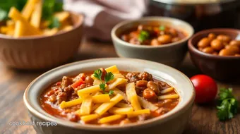 Savory Chili with Cheddar Cheese - Comforting recipe card