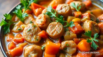 Slow Cooker Chicken Sausage Hearty Stew recipe card