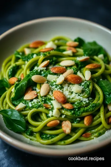 Almond Green Pesto Pasta presentation