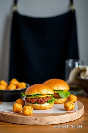 Delicious Baked Mini Cheeseburgers with Tater Tots presentation