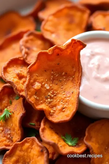 Bake Sweet Potato Chips with Tangy Dip presentation