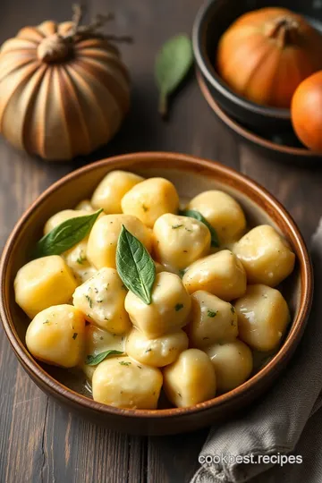 Boiled Gnocchi with Sage Butter Sauce presentation