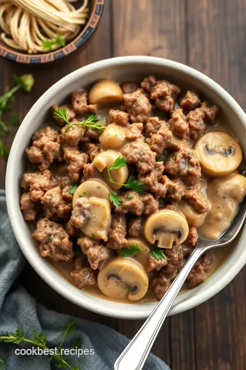 Cooked Ground Beef in Creamy Mushroom Sauce ingredients