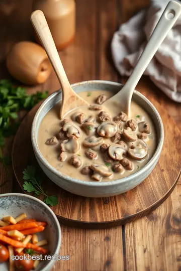 Cooked Ground Beef in Creamy Mushroom Sauce steps