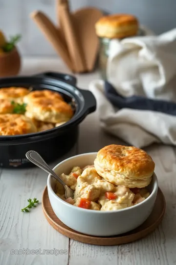 Hearty Crock Pot Chicken Pot Pie with Fluffy Biscuits presentation