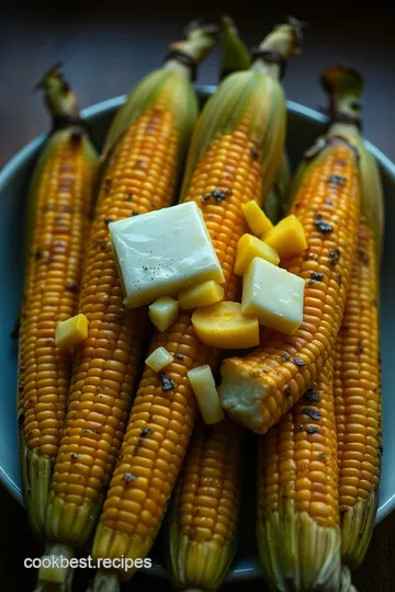 Grilled Corn Stalks with Honey-Butter Corn presentation