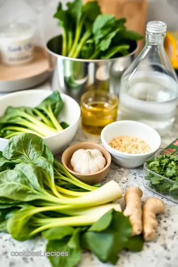 Boiled Bok Choy with Garlic and Ginger ingredients