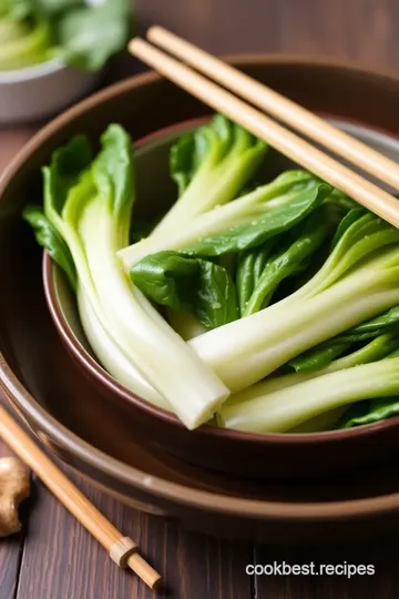 Boiled Bok Choy with Garlic and Ginger presentation