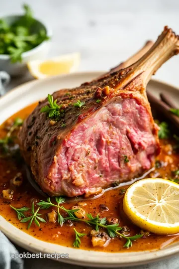 Slow-Roasted Lamb Head with Herb Sauce presentation