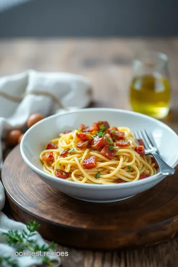 Sautéed Bacon Orzo with Herb Oil Delight presentation