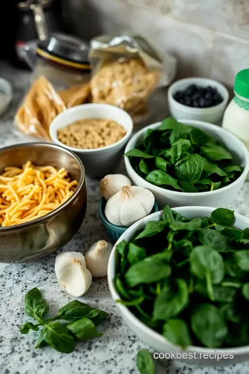 Creamy Garlic Spinach Gluten-Free Pasta ingredients