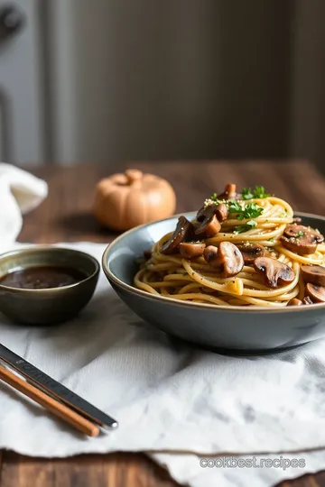 Sautéed Mushroom Pasta with Miso Sauce presentation