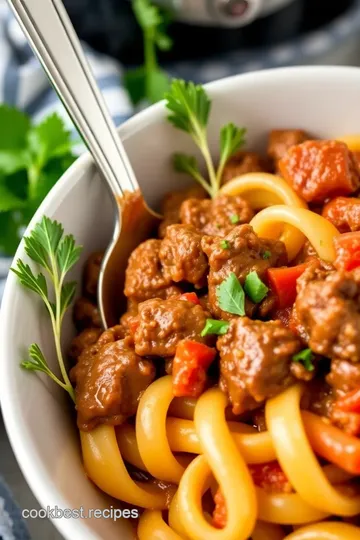 Slow Cooker Beef Pasta with Angel Hair presentation