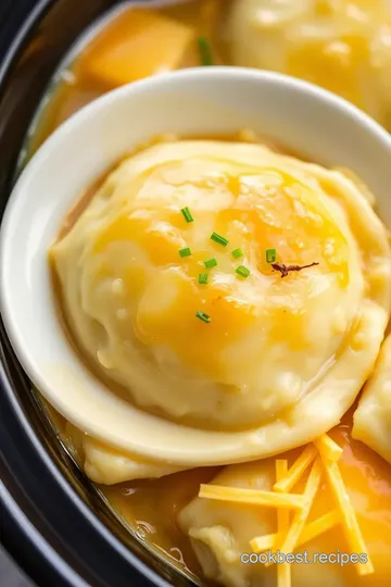 Slow Cooker Potato and Cheese Perogies presentation