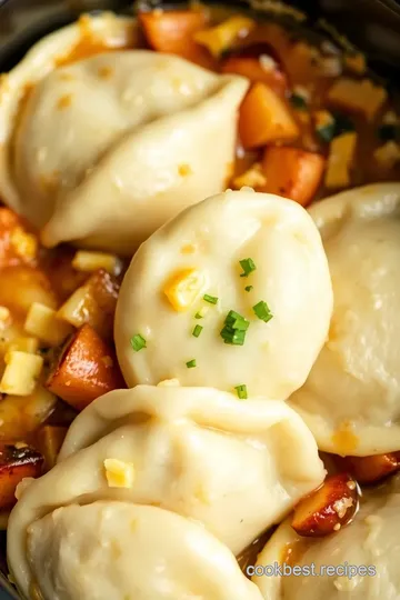 Slow Cooker Cheesy Potato Perogies presentation