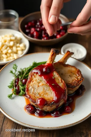 Stove Top Pork Chops with Cranberry Miso presentation