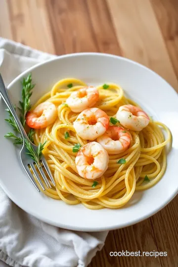 Lemon Garlic Tagliarini with Shrimp presentation