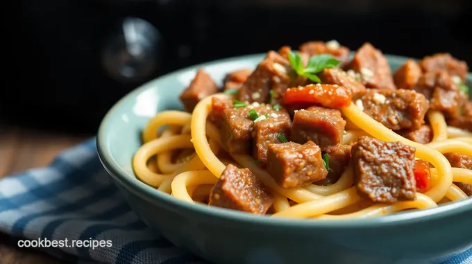 Slow Cooker Beef Pasta with Angel Hair