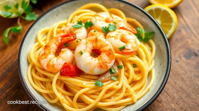 Lemon Garlic Tagliarini with Shrimp